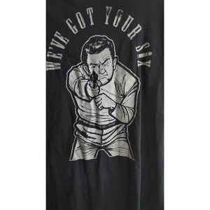 Gildan Ultra Cotton Black T Shirt We Got Your Six Gun‎ Print Graphic Tee Mens M